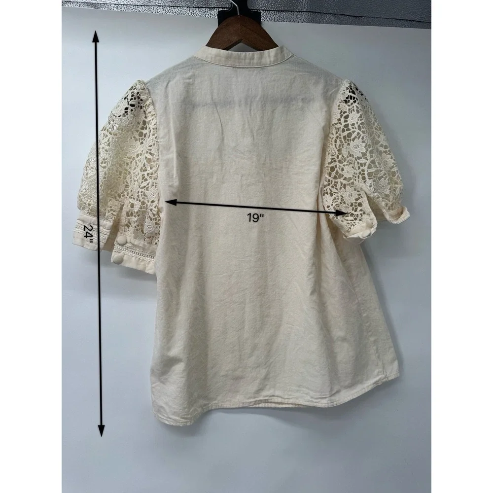 Scarlett‎ Darkness M open knit crochet Blouse Smocked Peasant Poet cottage fairy